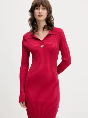 Tommy Jeans sukienka kolor bordowy mini dopasowana DW0DW22183