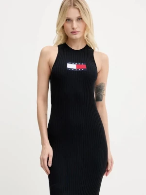 Tommy Jeans sukienka kolor czarny maxi dopasowana DW0DW20877