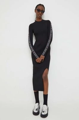 Tommy Jeans sukienka kolor czarny midi dopasowana DW0DW17415