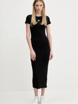 Tommy Jeans sukienka kolor czarny midi dopasowana DW0DW20873