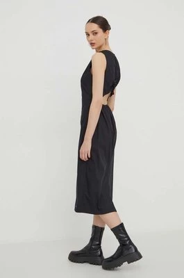 Tommy Jeans sukienka kolor czarny midi rozkloszowana DW0DW17431