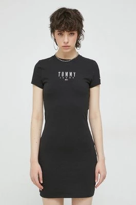 Tommy Jeans sukienka kolor czarny mini dopasowana