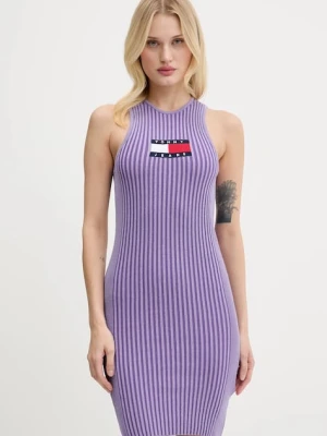 Tommy Jeans sukienka kolor fioletowy maxi dopasowana DW0DW20877