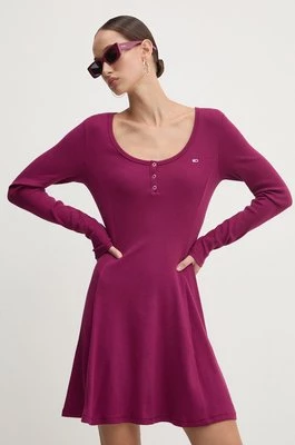 Tommy Jeans sukienka kolor fioletowy mini rozkloszowana DW0DW18482