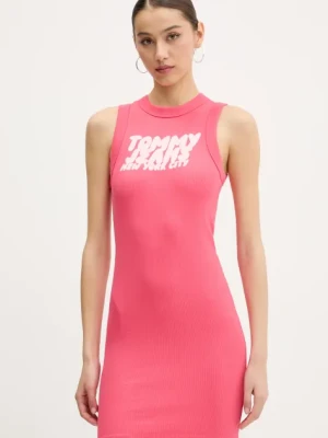Tommy Jeans sukienka kolor różowy mini dopasowana DW0DW21351