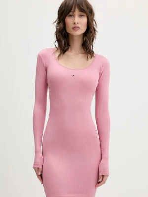 Tommy Jeans sukienka kolor różowy mini dopasowana DW0DW21508