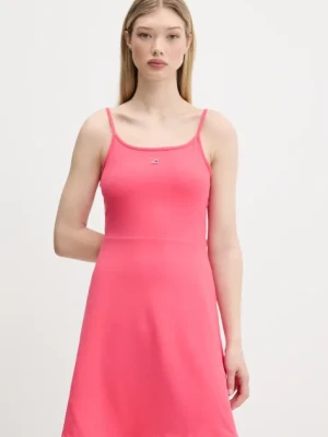 Tommy Jeans sukienka kolor różowy mini rozkloszowana DW0DW21354