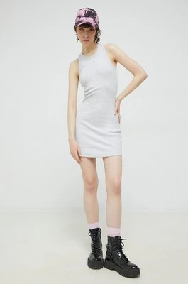 Tommy Jeans sukienka kolor szary mini dopasowana