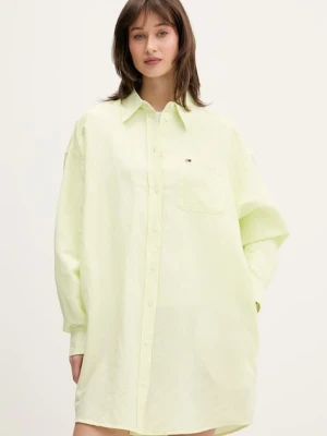Tommy Jeans sukienka koszulowa z lnem