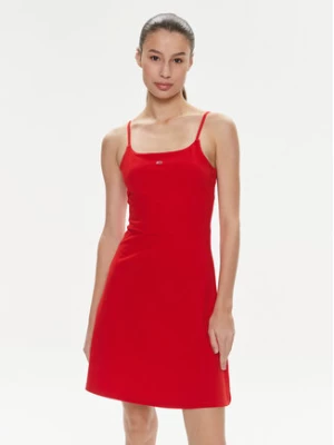 Tommy Jeans Sukienka letnia Essential DW0DW17988 Czerwony Slim Fit