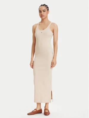 Tommy Jeans Sukienka letnia Racerback DW0DW22329 Beżowy jasny Slim Fit