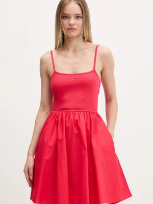 Tommy Jeans sukienka rozkloszowana z bawełną