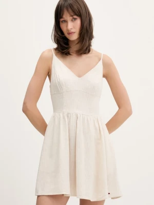 Tommy Jeans sukienka rozkloszowana z lnem