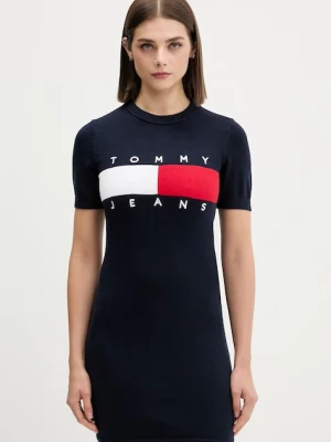 Tommy Jeans sukienka sweterkowa bawełniana
