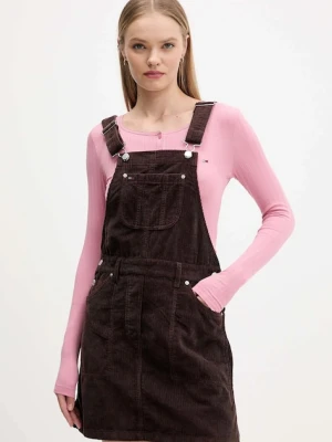 Tommy Jeans sukienka sztruksowa kolor brązowy mini rozkloszowana DW0DW21494