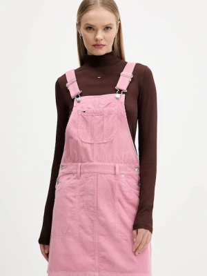 Tommy Jeans sukienka sztruksowa kolor różowy mini rozkloszowana DW0DW21494