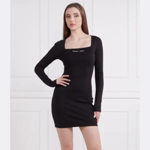 Tommy Jeans Sukienka TJW SERIF LINEAR LS BODYCON
