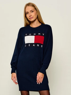 Tommy Jeans Sukienka | z dodatkiem wełny granatowy