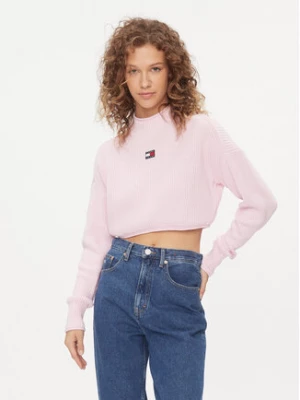 Tommy Jeans Sweter Badge DW0DW16519 Różowy Regular Fit