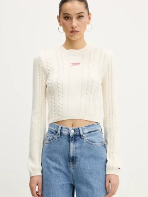 Tommy Jeans sweter bawełniany damski kolor beżowy DW0DW20256