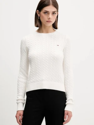 Tommy Jeans sweter bawełniany damski kolor beżowy lekki DW0DW22165