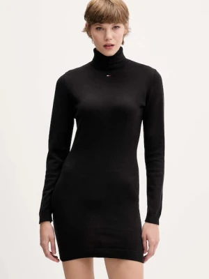 Tommy Jeans sweter bawełniany damski kolor czarny lekki z golfem DW0DW21672