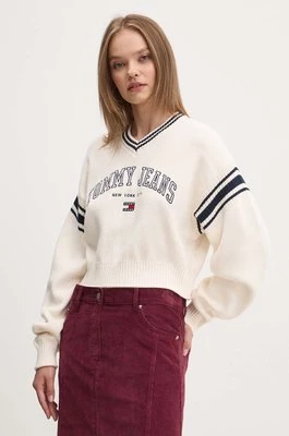 Tommy Jeans sweter bawełniany kolor beżowy ciepły DW0DW18692