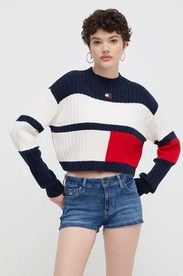 Tommy Jeans sweter bawełniany kolor beżowy lekki DW0DW18117