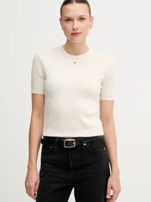 Tommy Jeans sweter bawełniany kolor beżowy lekki DW0DW19336