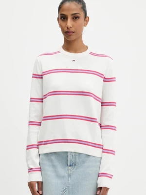 Tommy Jeans sweter bawełniany kolor biały lekki DW0DW20159