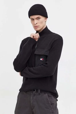 Tommy Jeans sweter bawełniany kolor czarny z półgolfem