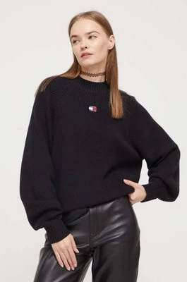 Tommy Jeans sweter bawełniany kolor czarny z półgolfem DW0DW16536