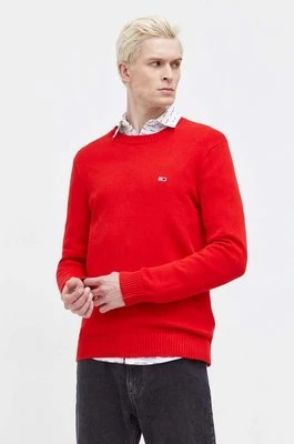 Tommy Jeans sweter bawełniany kolor czerwony DM0DM18370