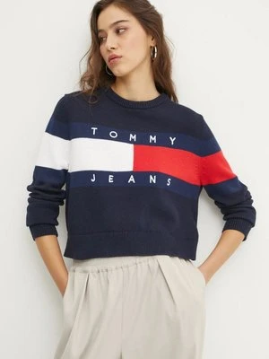 Tommy Jeans sweter bawełniany kolor granatowy DW0DW19335