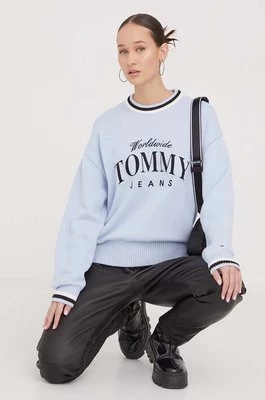 Tommy Jeans sweter bawełniany kolor niebieski lekki DW0DW17499