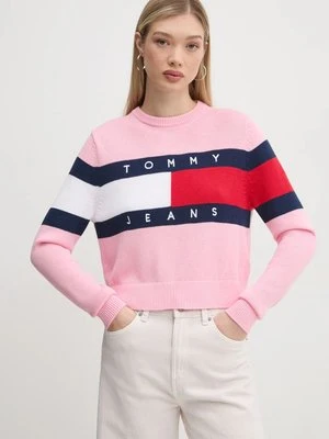 Tommy Jeans sweter bawełniany kolor różowy DW0DW19335