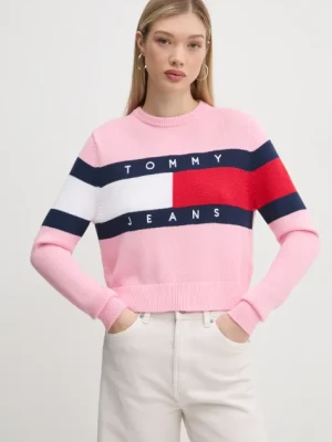 Tommy Jeans sweter bawełniany kolor różowy DW0DW19335