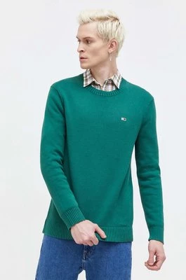 Tommy Jeans sweter bawełniany kolor zielony DM0DM18370