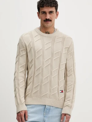 Tommy Jeans sweter bawełniany męski kolor beżowy lekki DM0DM22355