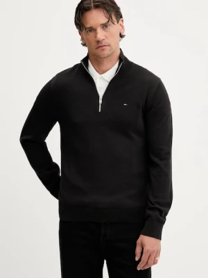 Tommy Jeans sweter bawełniany męski kolor czarny lekki z półgolfem DM0DM21654