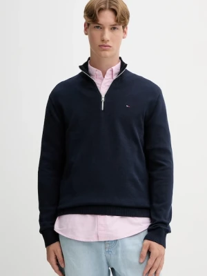 Tommy Jeans sweter bawełniany męski kolor granatowy lekki z półgolfem DM0DM21654