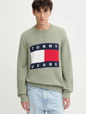 Tommy Jeans sweter bawełniany męski kolor zielony lekki DM0DM22105