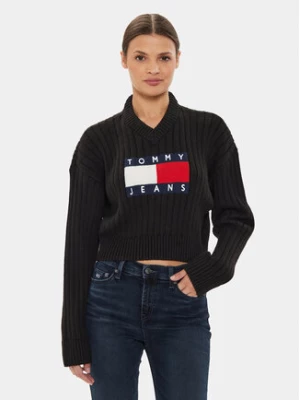 Tommy Jeans Sweter Center Flag DW0DW18528 Czarny Relaxed Fit