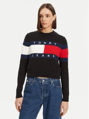 Tommy Jeans Sweter Center Flag DW0DW19335 Czarny Regular Fit