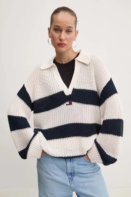 Tommy Jeans sweter damski kolor beżowy lekki DW0DW18523