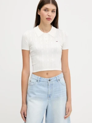 Tommy Jeans sweter damski kolor biały lekki DW0DW20965