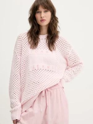 Zdjęcie produktu Tommy Jeans sweter damski kolor różowy ciepły DW0DW20262