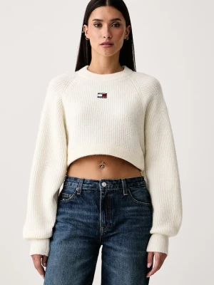 Tommy Jeans sweter damski z dodatkiem wełny beżowy