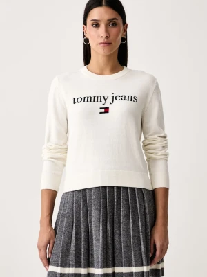 Tommy Jeans sweter damski z dodatkiem wełny beżowy