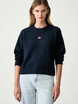 Tommy Jeans sweter damski z dodatkiem wełny granatowy